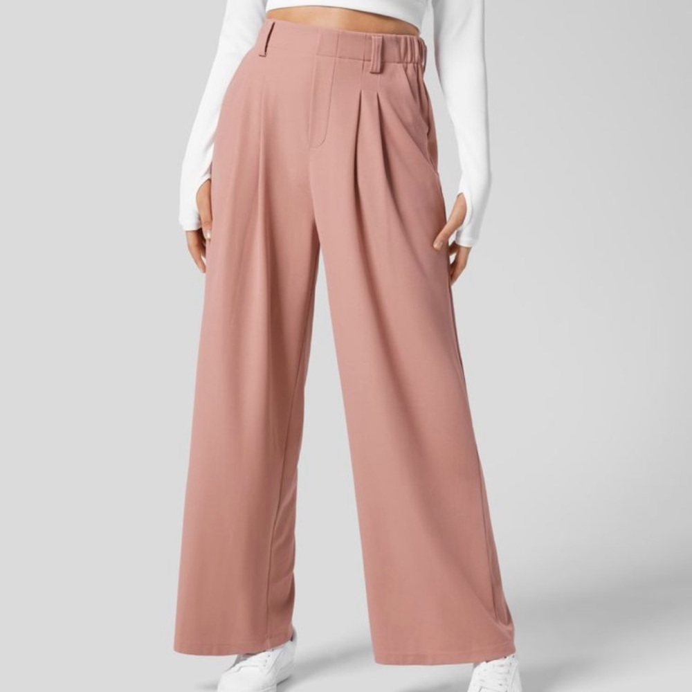 High Waisted Pink Pants (Waffle Fabric)